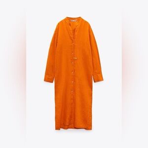 Zara Bright Orange Linen Shirt